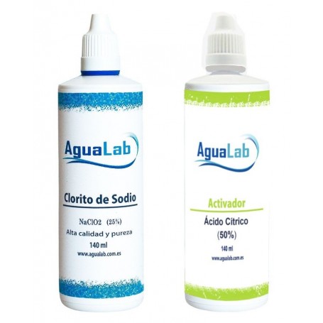 Kit de ácido cítrico 50% e clorito de sódio 25% - 140 ml