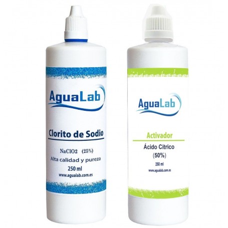 Kit de ácido cítrico 50% e clorito de sódio 25% - 250 ml